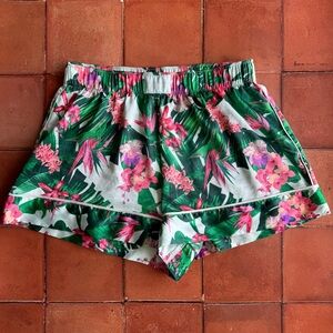 Sz XS Victoria’s Secret Satin Pajama Boxer Sleep Shorts Tropical Multicolor GUC